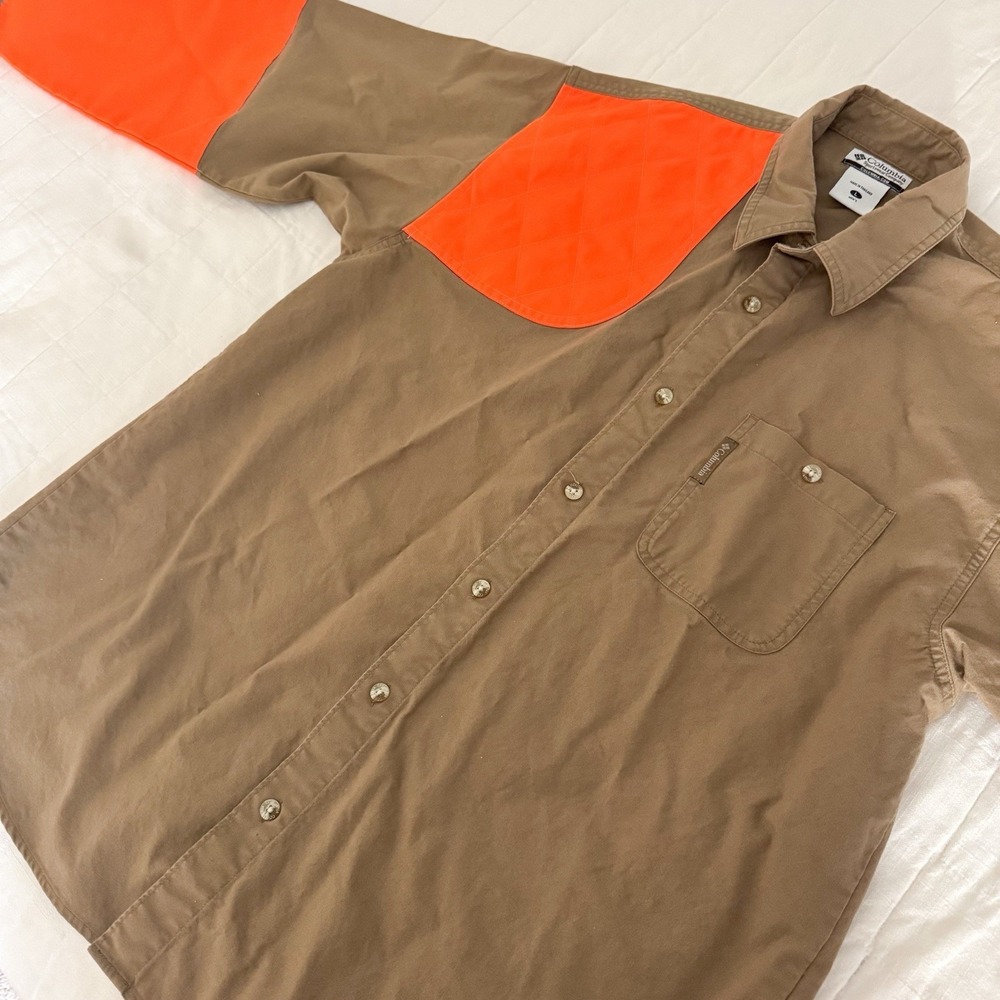 Columbia Hunting Men's Shooting Shirt LARGE  RH Khaki‎ Blaze Orange - Picture 5 of 8